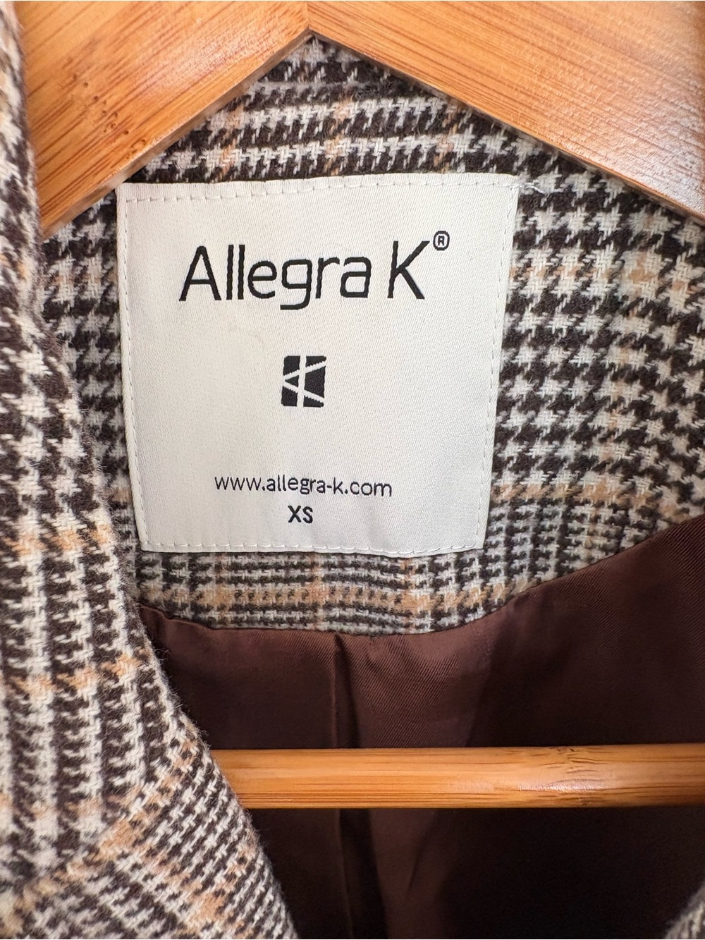 Allegra K Plaid Double-Breasted Blazer in Beige and Black - Picture 2 of 4